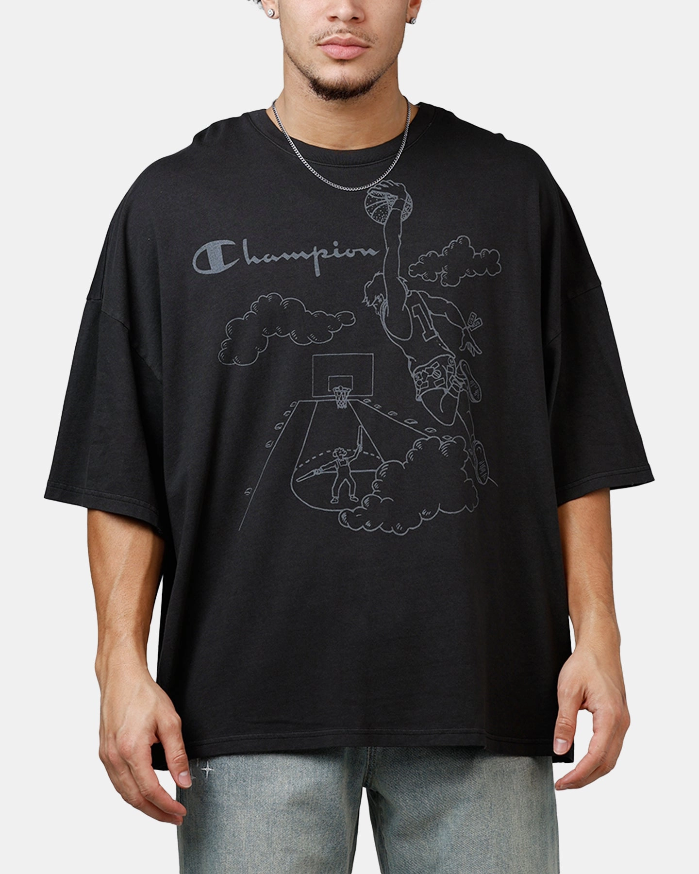 Stretchable Blend Champion Basketball T-Shirt Black