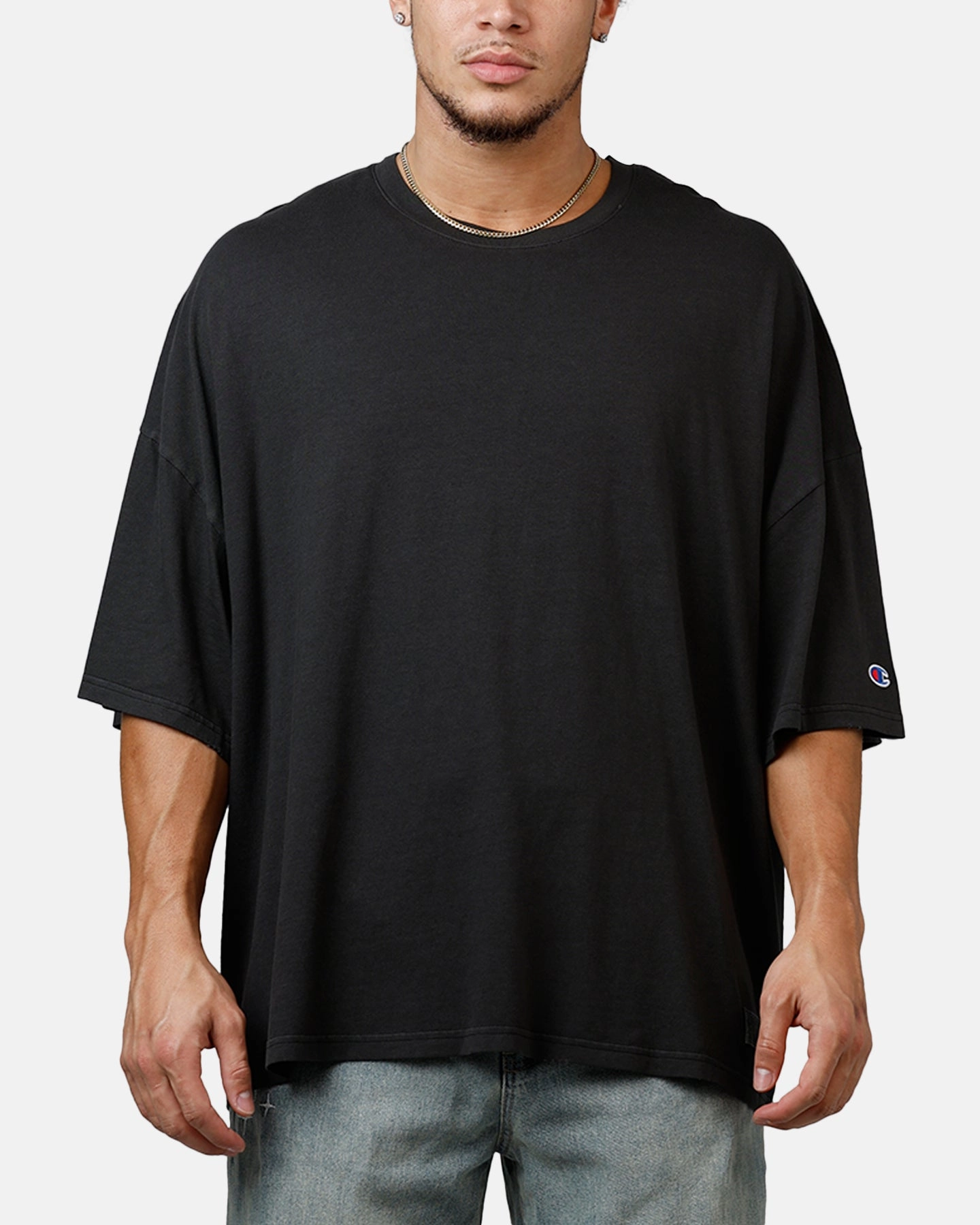 Champion Riggins Drop Shoulder T-Shirt Washed Black Ethically Sourced Yarn