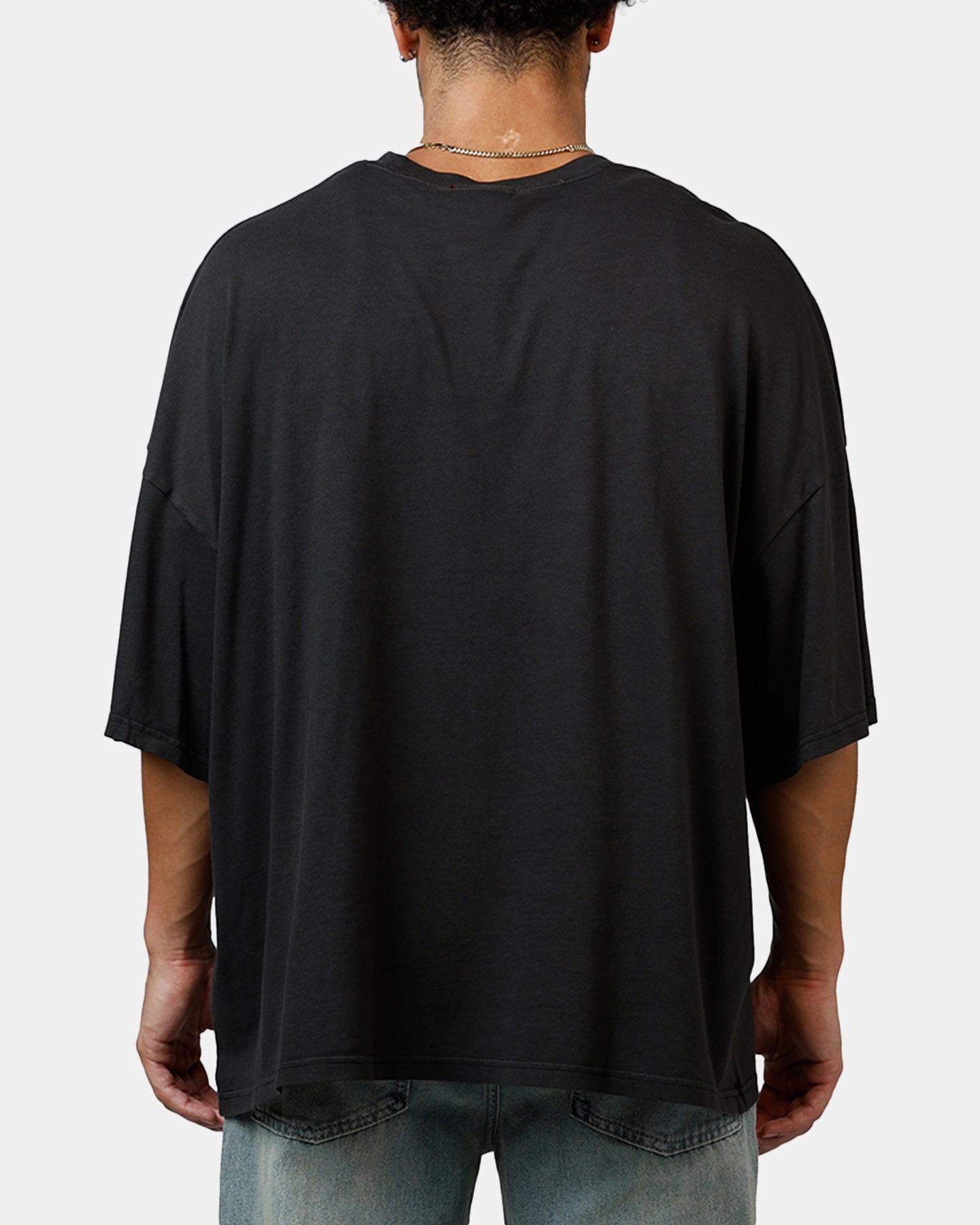 Champion Riggins Drop Shoulder T-Shirt Washed Black Adjustable Shoulder Straps Low Profile Stitching