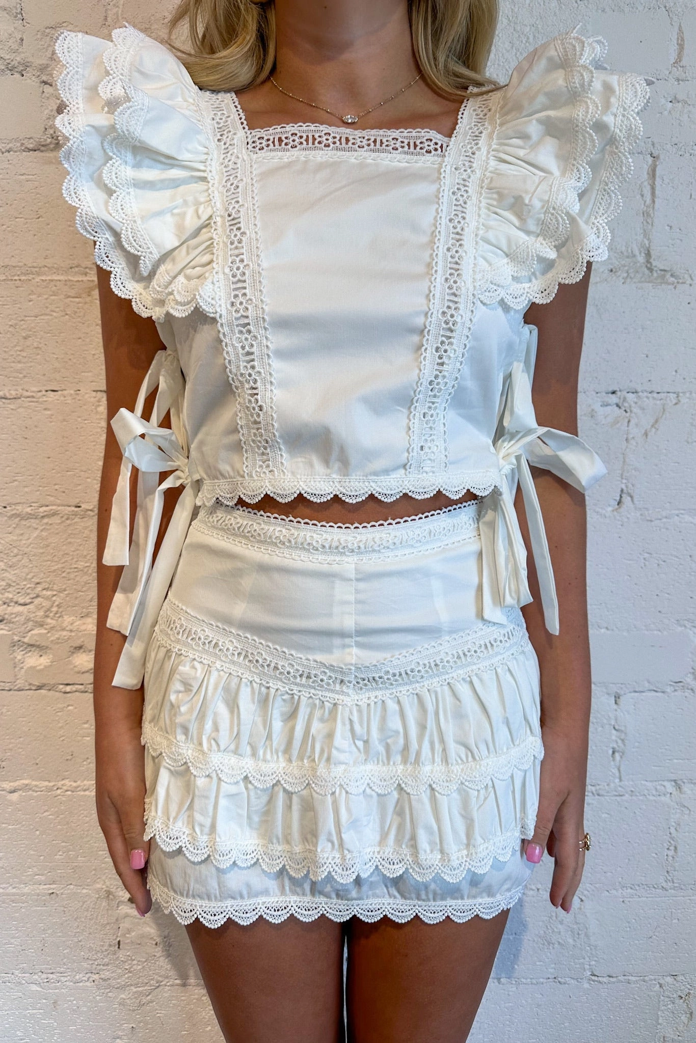 Tagless label RecycledPolyester Charmed Lace Skort