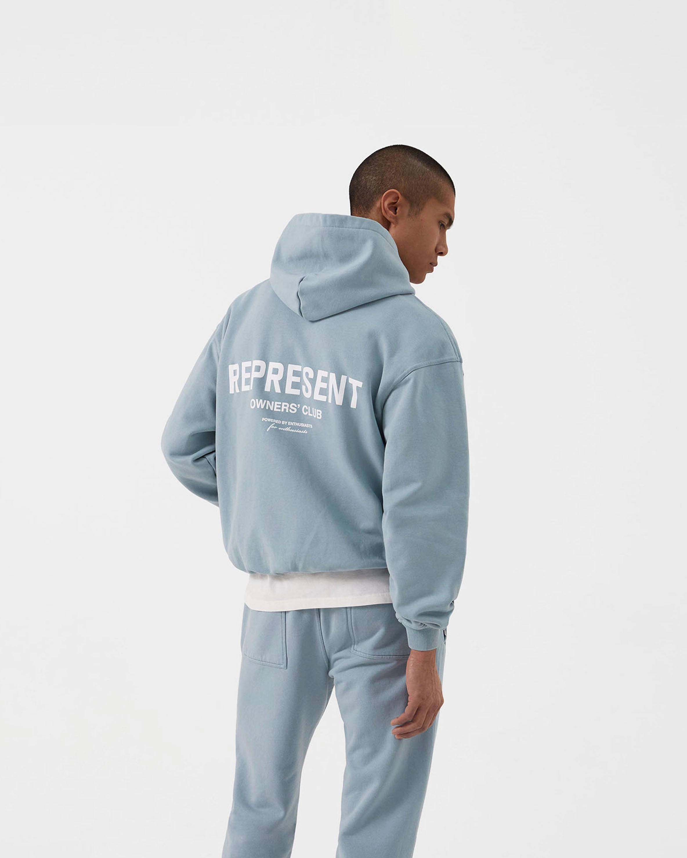 Hidden Pocket Compartments Mink like Represent Owners Club Hoodie - Powder Blue