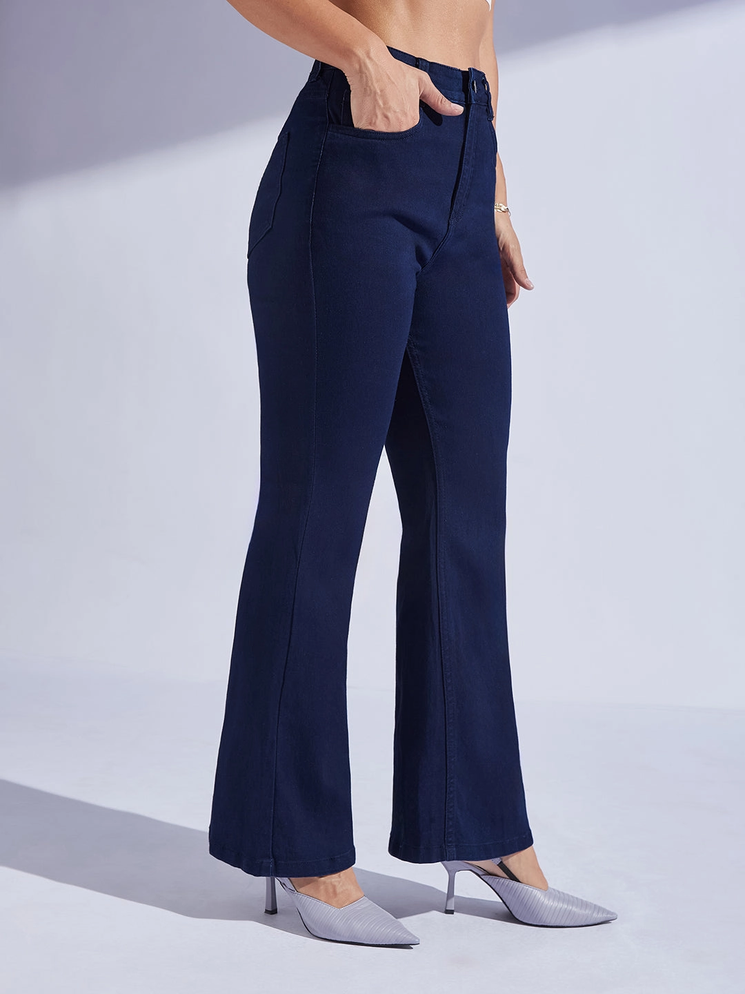 Spring Mood Trendy CHASEshape? Women's Navy Blue Bootcut High-Rise Stretchable Shaping Denim Jeans