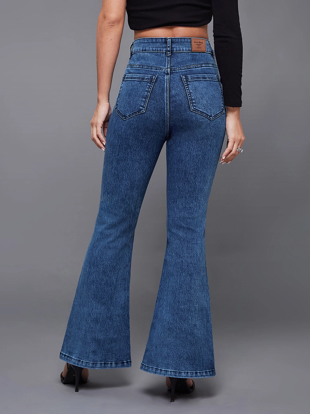 CHASEstretch? 24/7 Comfort Navy-Blue Bootcut High-Rise Stretchable Denim Bootcut Jeans Winter Warmth Professional Wear Smooth Feel