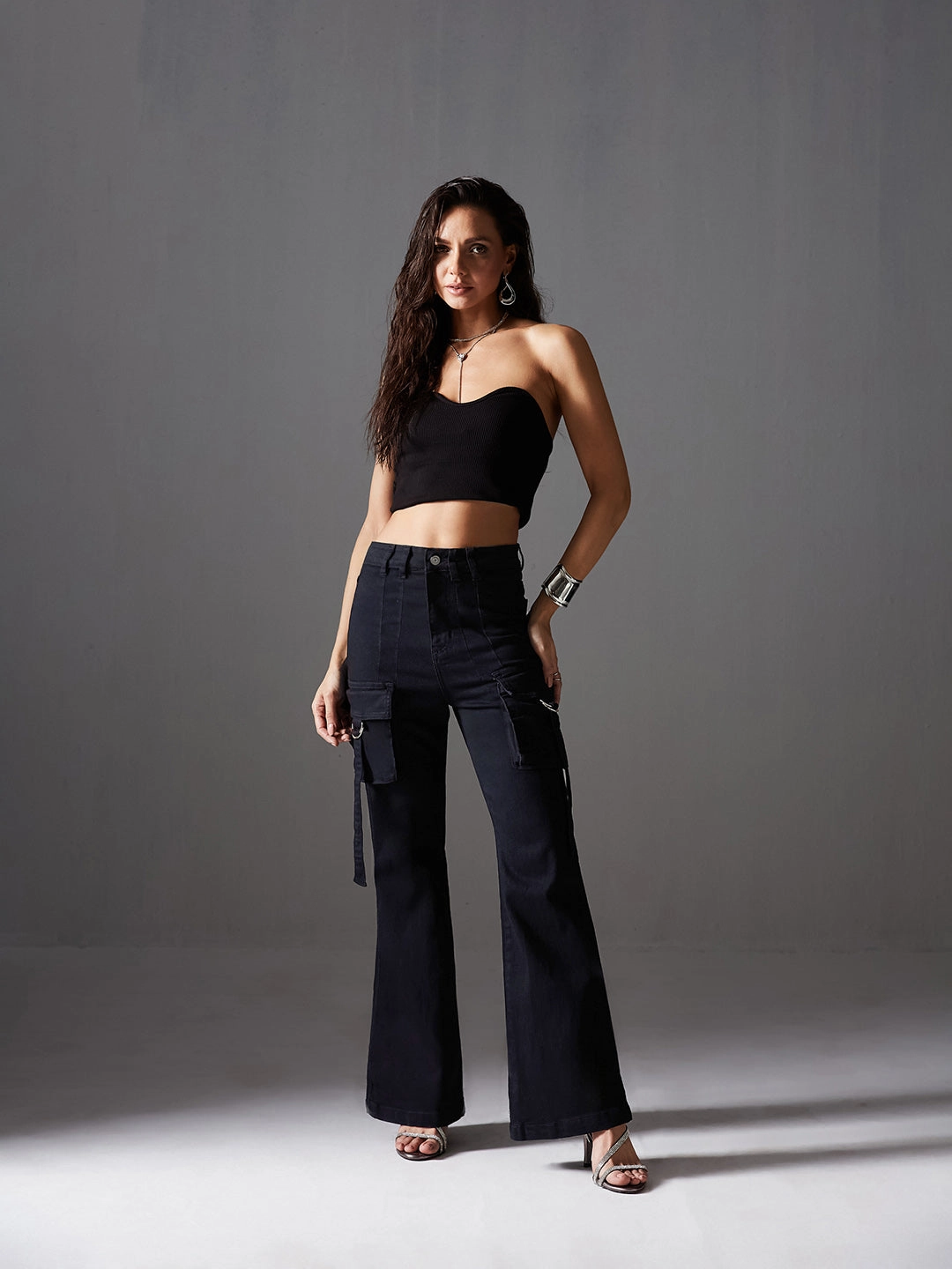 CHASEstretch? Black Bell-Bottom Bootcut High-Rise Denim Jeans Perfect Match