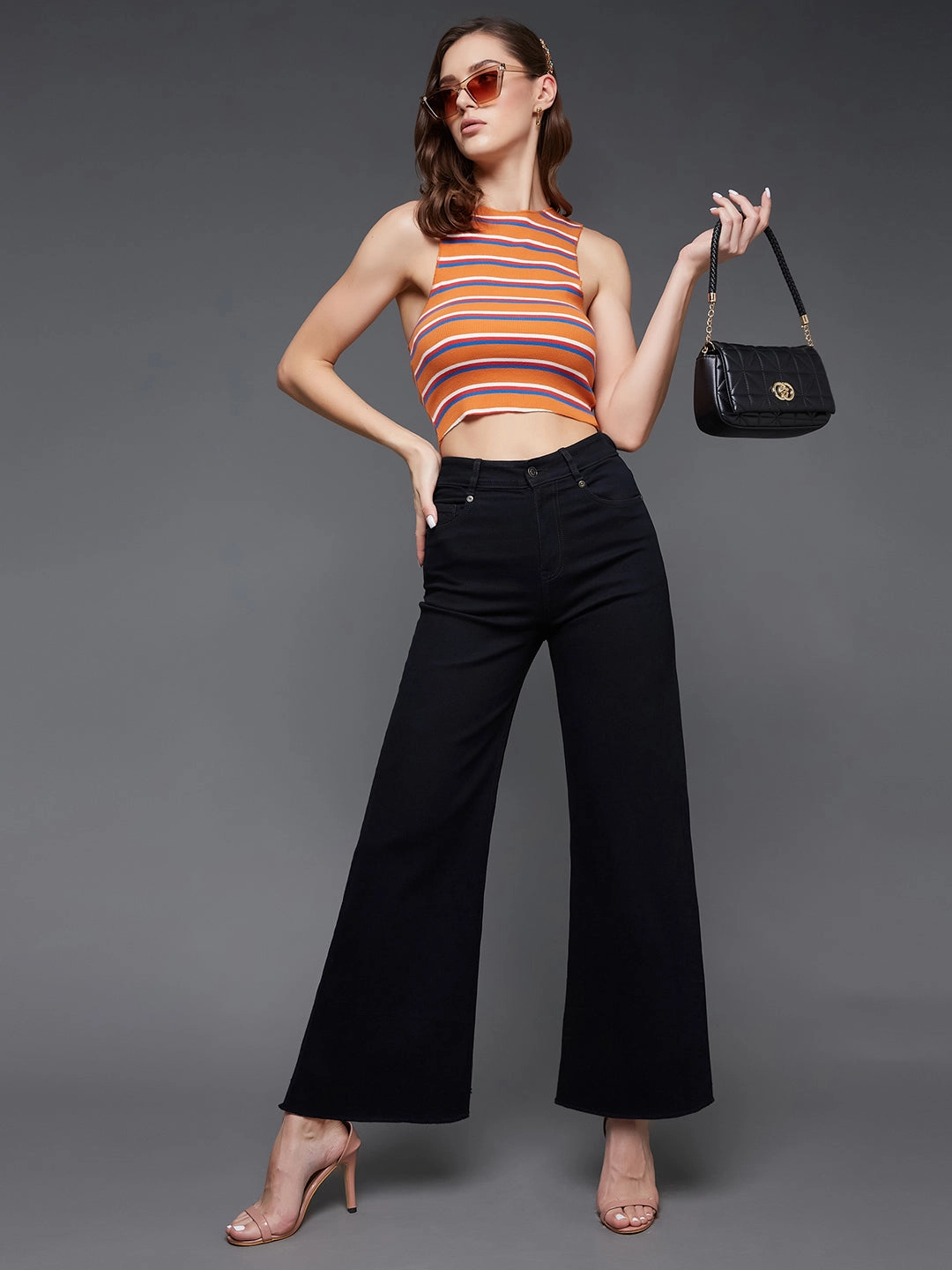 Stylish Sunny Vibes CHASEstretch? Black High-Rise Wide-Leg Denim Jeans