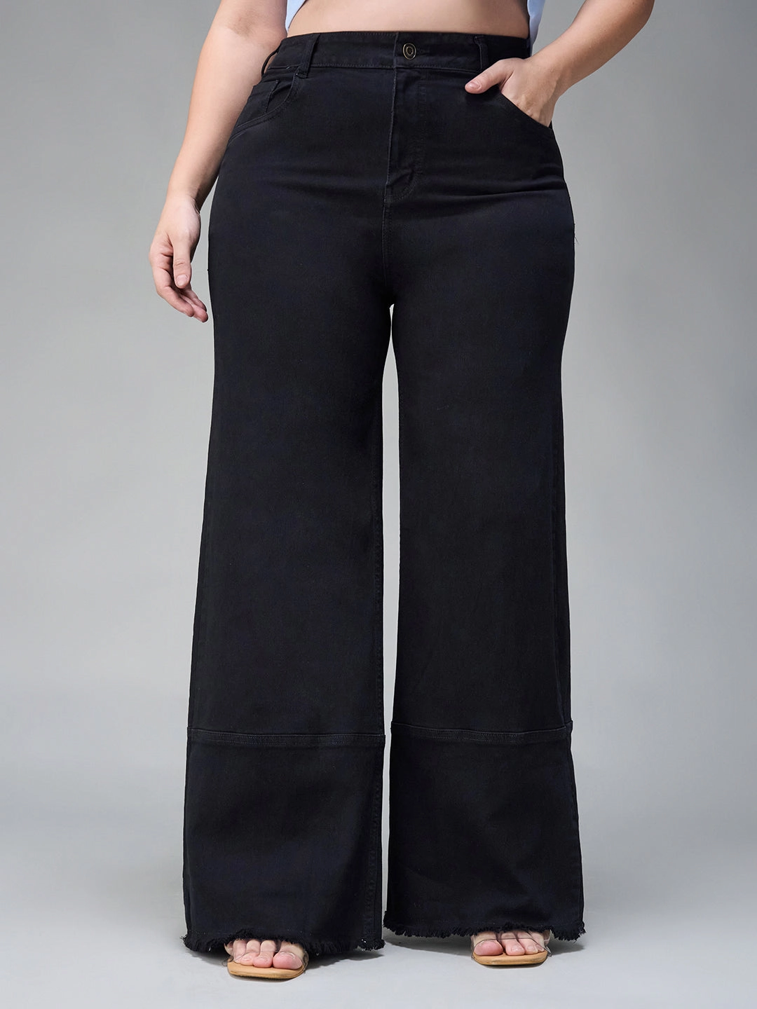 Moisture Wicking Inner Layer CHASEstretch? Black Wide-Leg High-Rise Denim Jeans