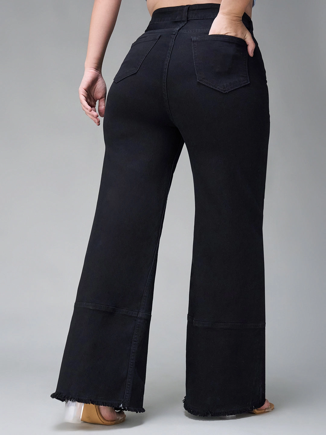 CHASEstretch? Black Wide-Leg High-Rise Denim Jeans Breathable Brunch Outfit
