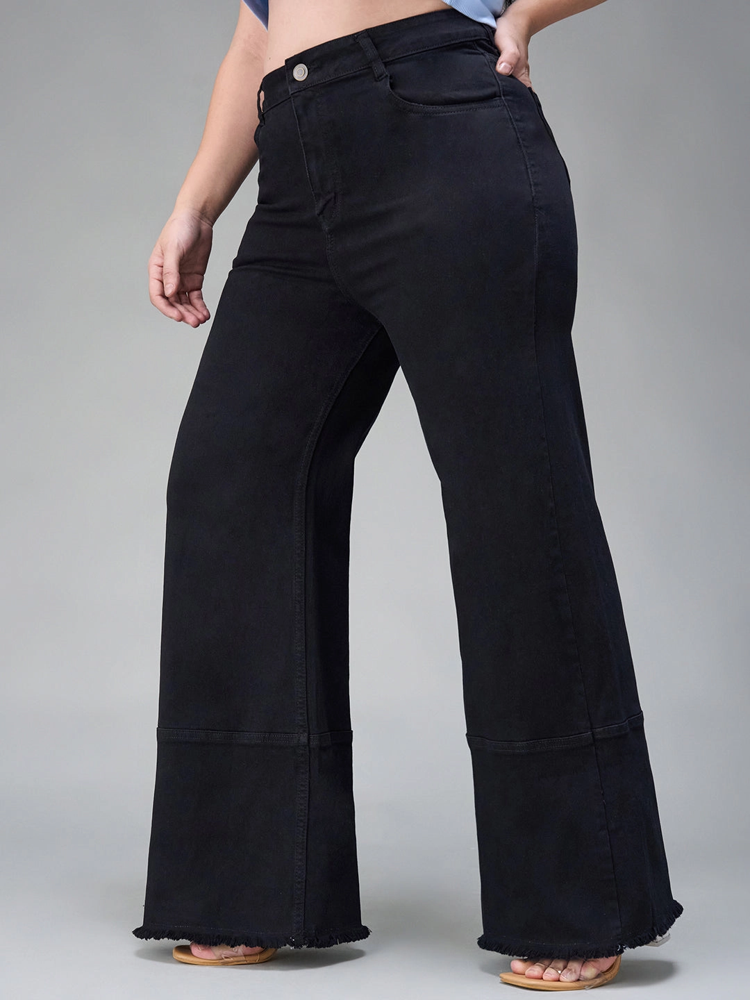 Stylish Sunny Vibes Style Combo CHASEstretch? Black Wide-Leg High-Rise Denim Jeans