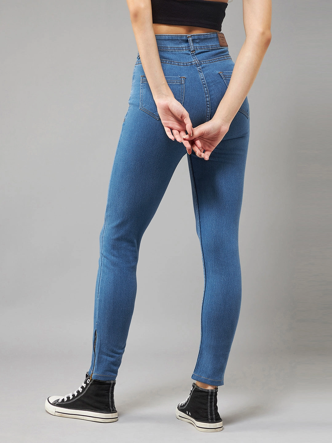 Shrink Resistant Denim CHASEstretch? Blue Skinny-Fit High-Rise Cropped Denim Jeans