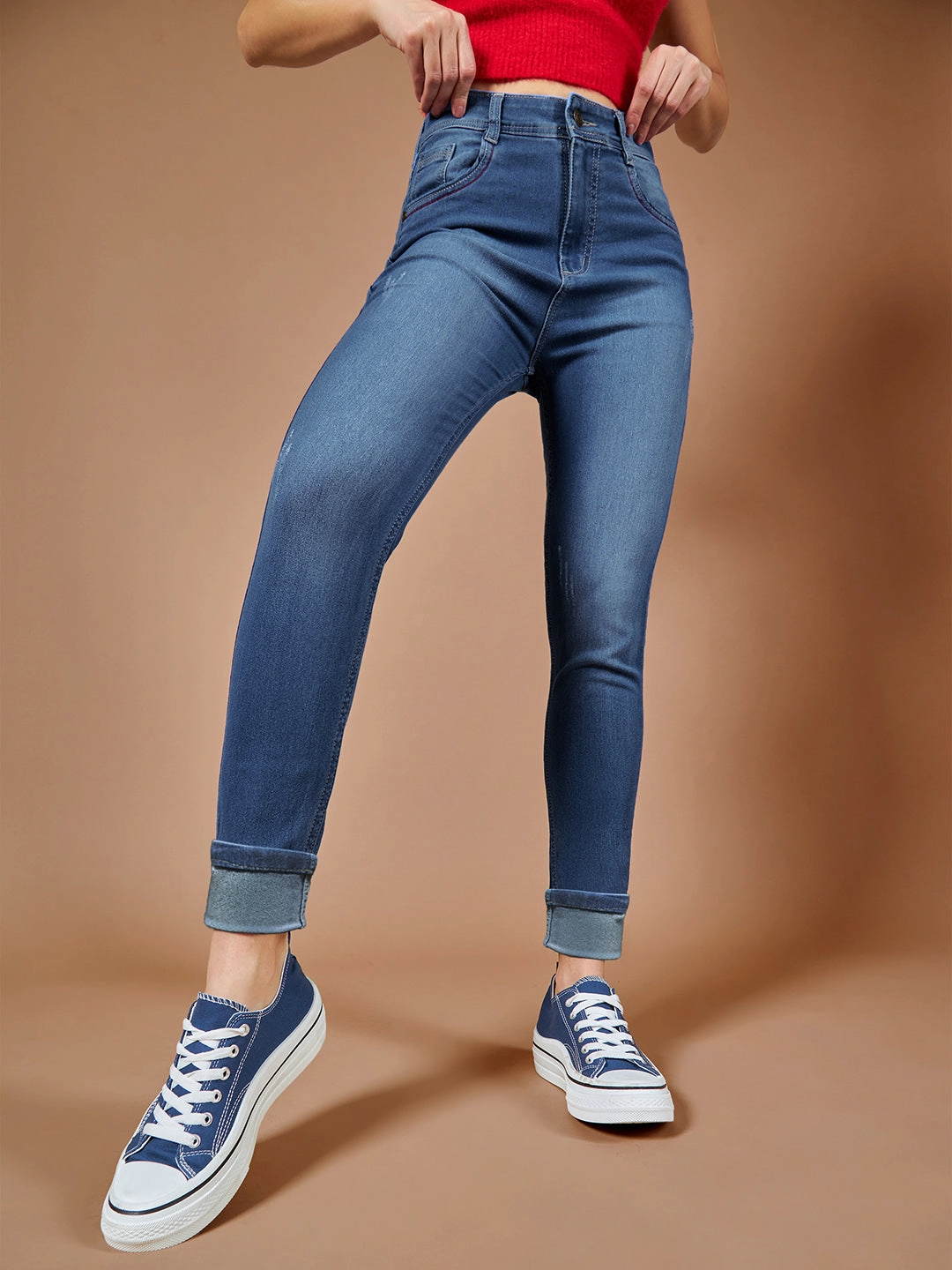 CHASEstretch? Blue Skinny-Fit High-Rise Denim Jeans Daily Style