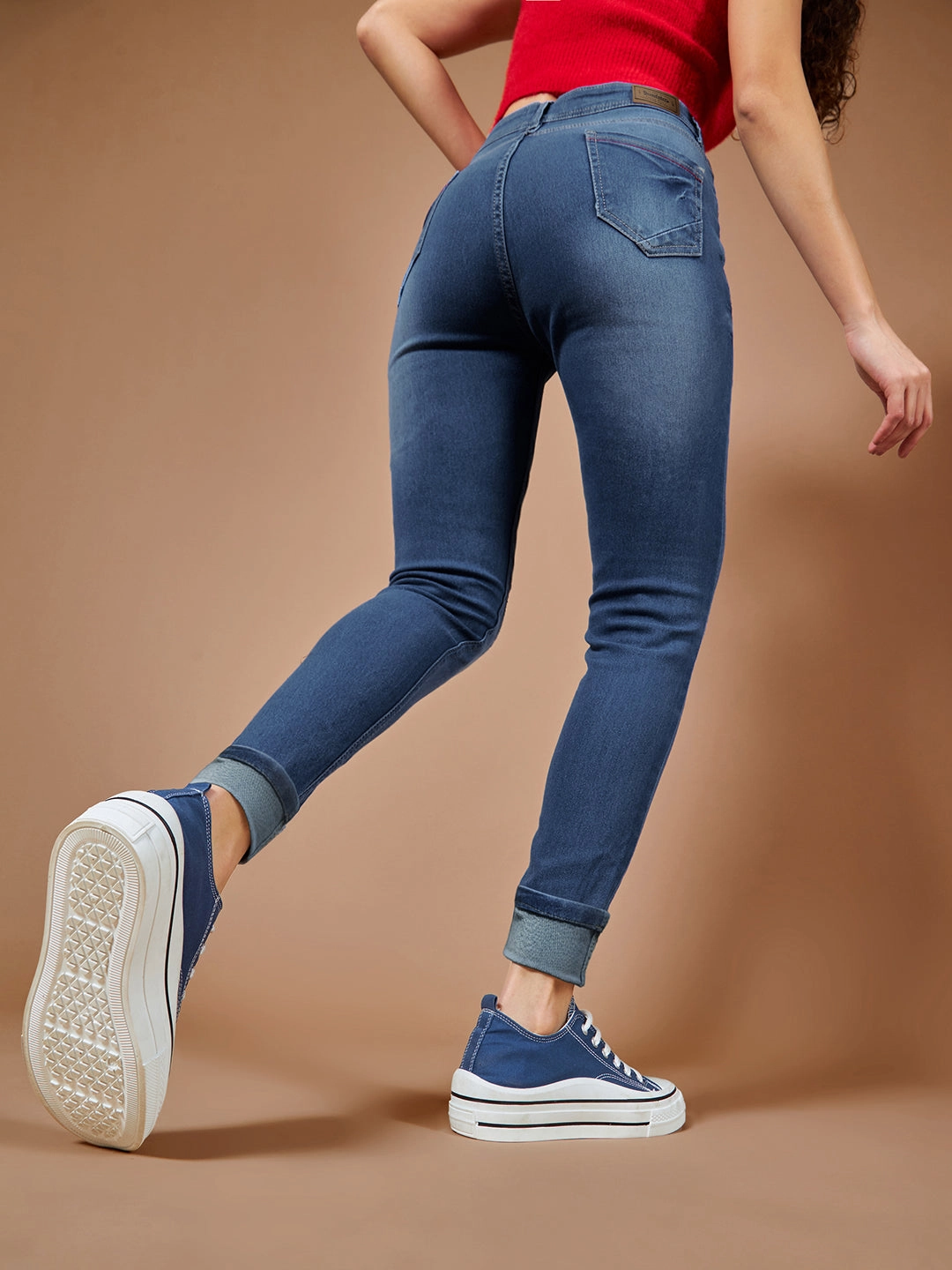 CHASEstretch? Blue Skinny-Fit High-Rise Denim Jeans Always Fits Well elastic waistband