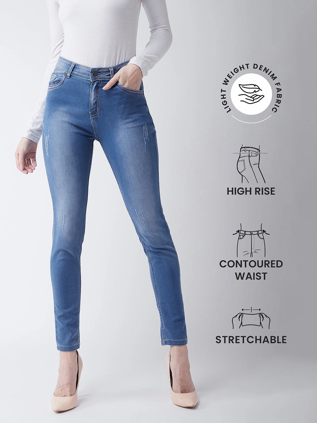 CHASEstretch? Blue Skinny-Fit High-Rise Denim Jeans Style Neutral