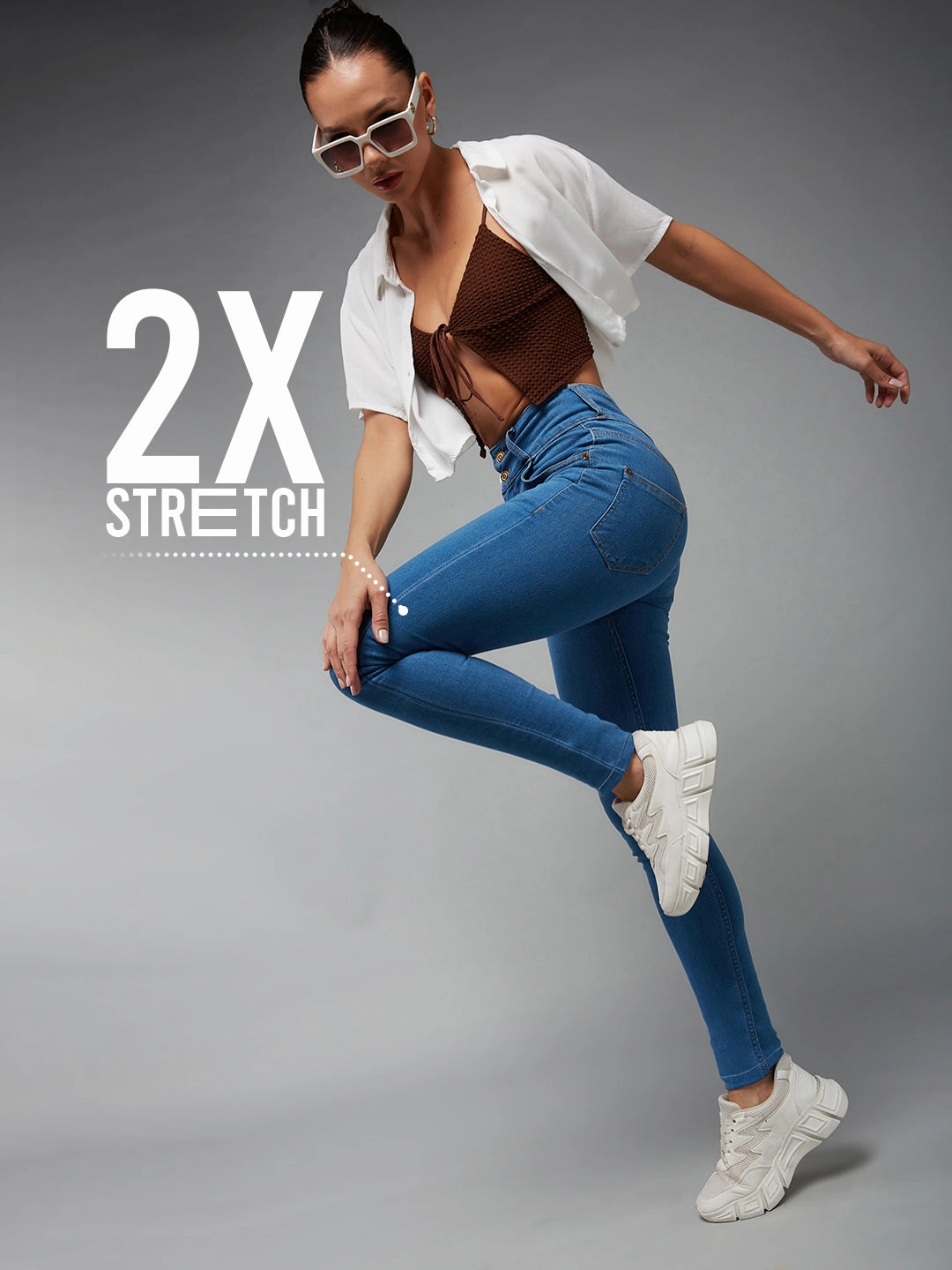 Weather Proof CHASEstretch? Blue Skinny-Fit High-Rise High-Rise Denim Jeans