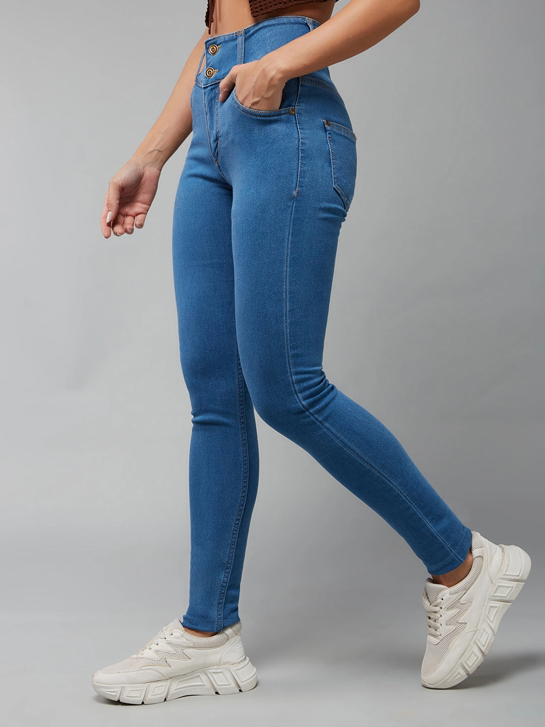 CHASEstretch? Blue Skinny-Fit High-Rise High-Rise Denim Jeans Premium Elegant