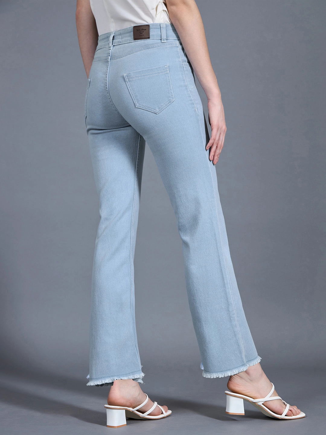 Trendy Comfort Layer game CHASEstretch? Light Blue Bootcut High-Rise Cropped Denim Jeans