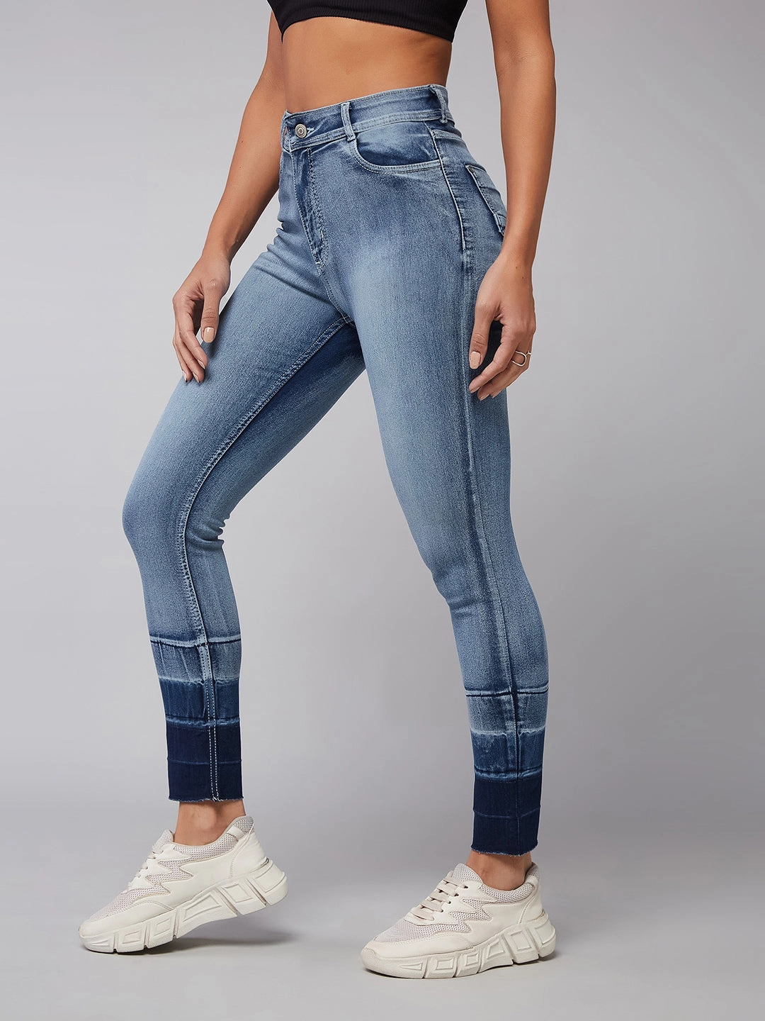 Classic Office Wear Easy Fashion CHASEstretch? Light Blue Skinny-Fit High-Rise Ankle Length Denim Jeans