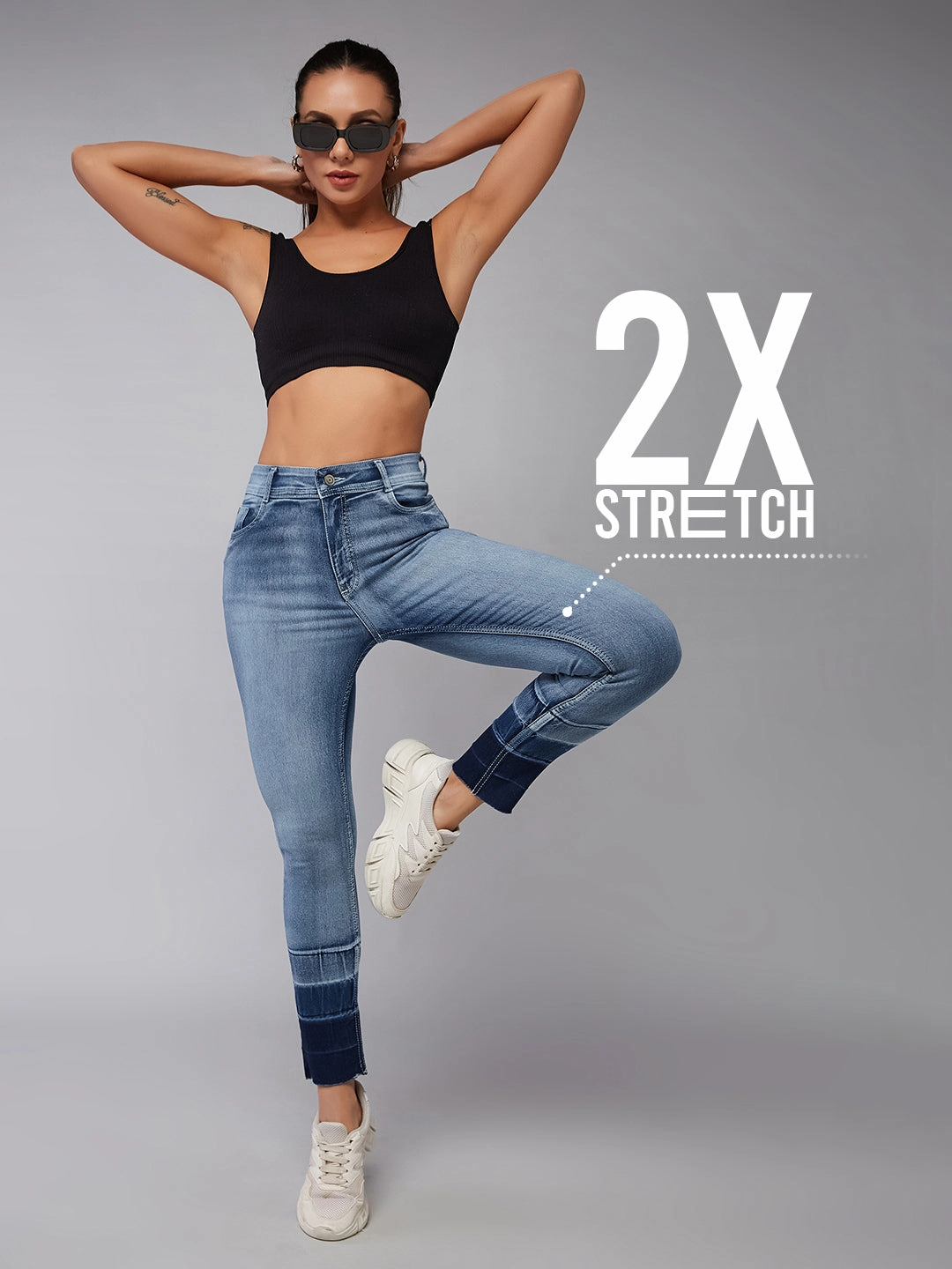 Comfortable Wear CHASEstretch? Light Blue Skinny-Fit High-Rise Ankle Length Denim Jeans