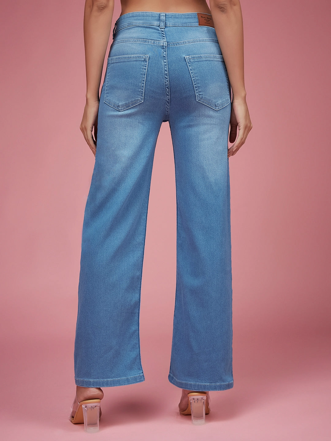 CHASEstretch? Light Blue Wide-Leg Mid-Rise Denim Jeans Quality Basic
