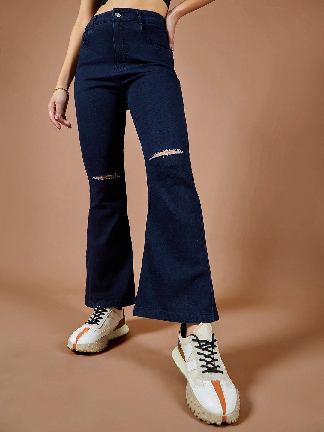 Breathable Denim CHASEstretch? Navy-Blue Bootcut High-Rise Denim Jeans