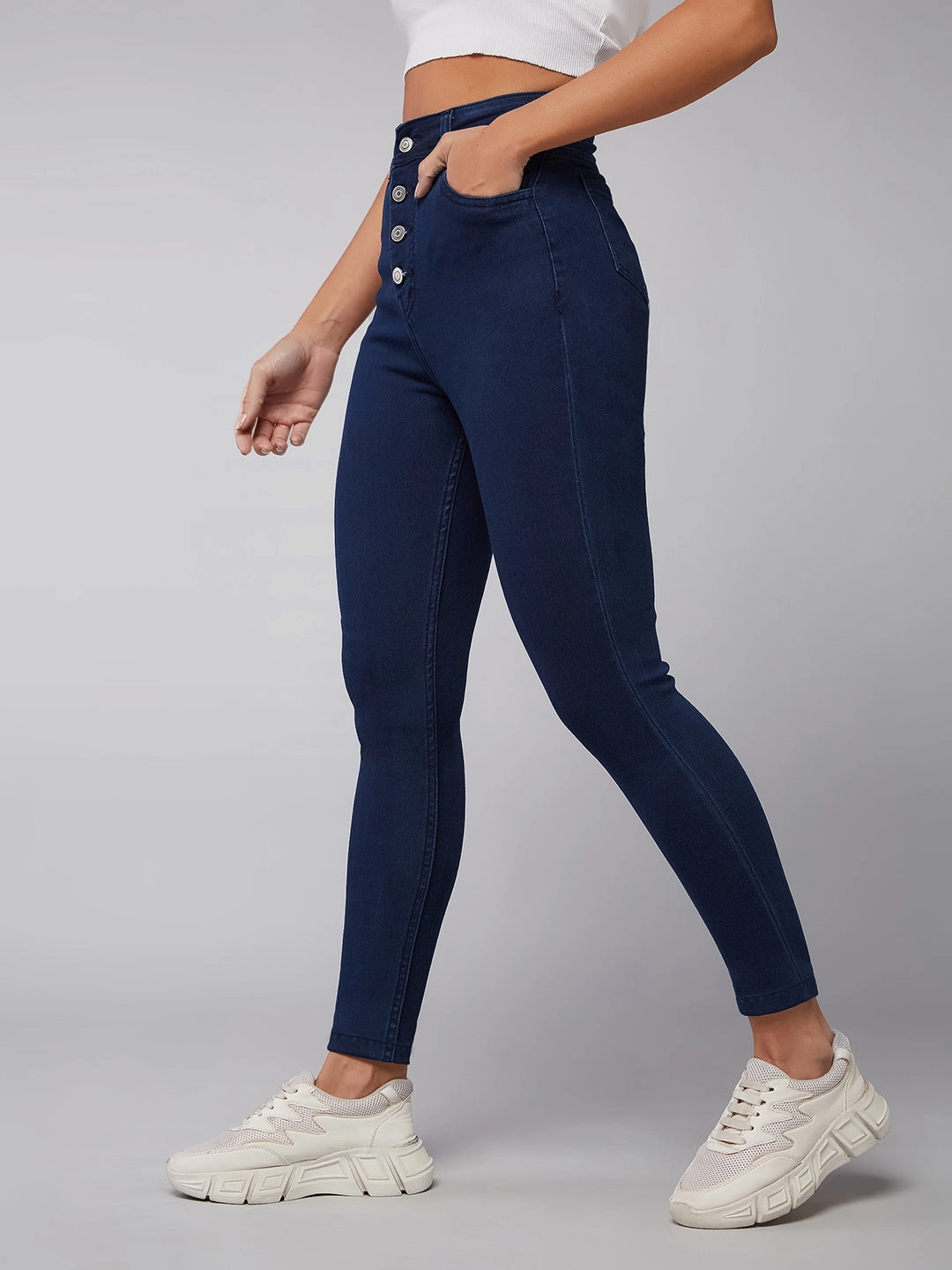 Casual Vibe CHASEstretch? Navy-Blue Skinny-Fit High-Rise Denim Jeans