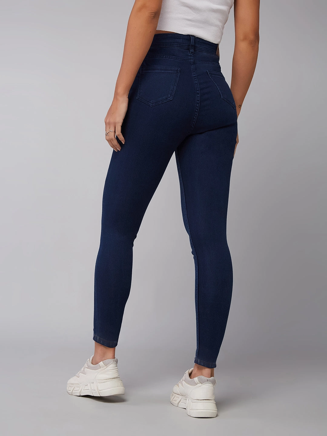 CHASEstretch? Navy-Blue Skinny-Fit High-Rise Denim Jeans High Durability Thread Unisex Attire