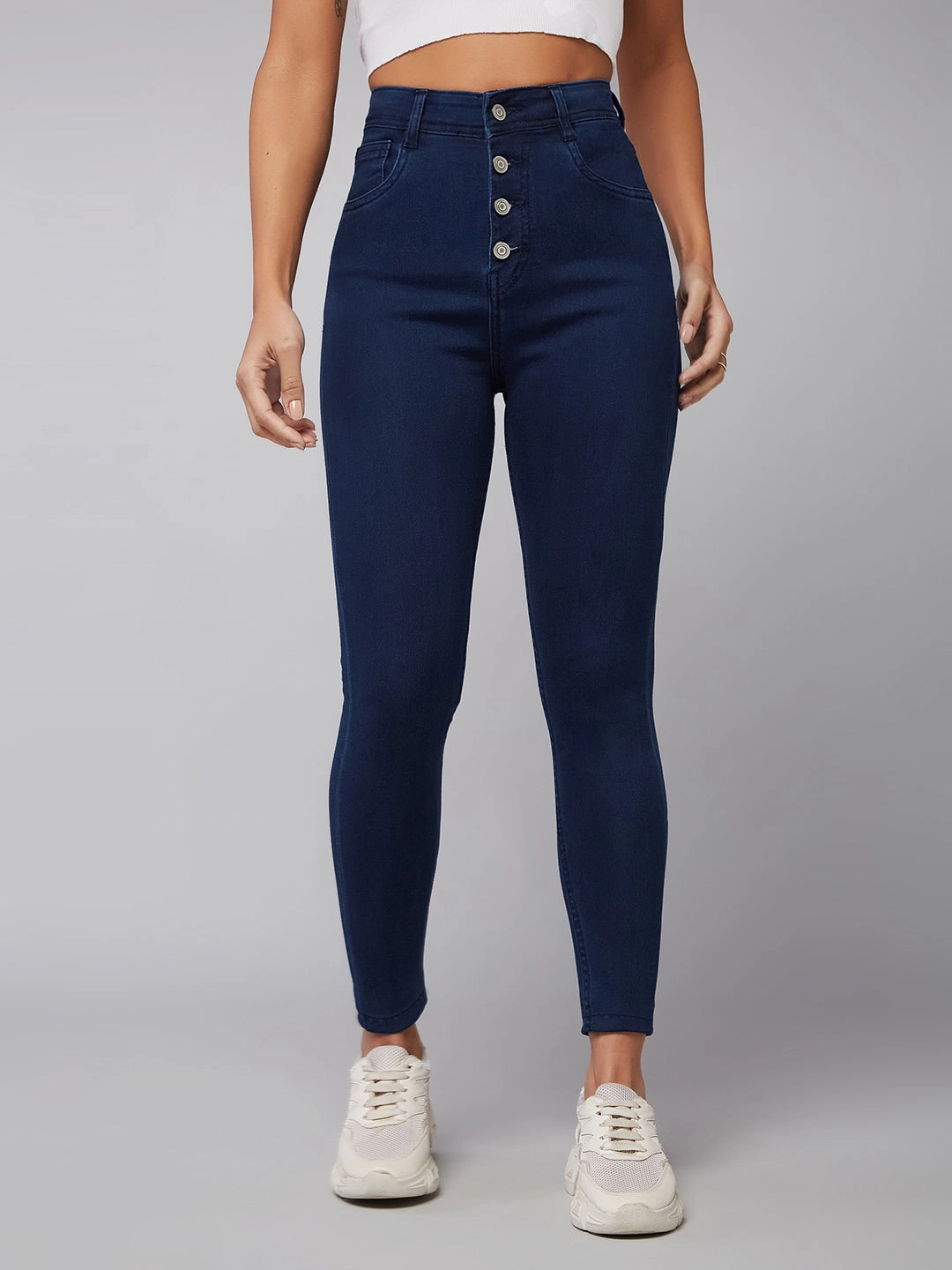 Utility Style CHASEstretch? Navy-Blue Skinny-Fit High-Rise Denim Jeans
