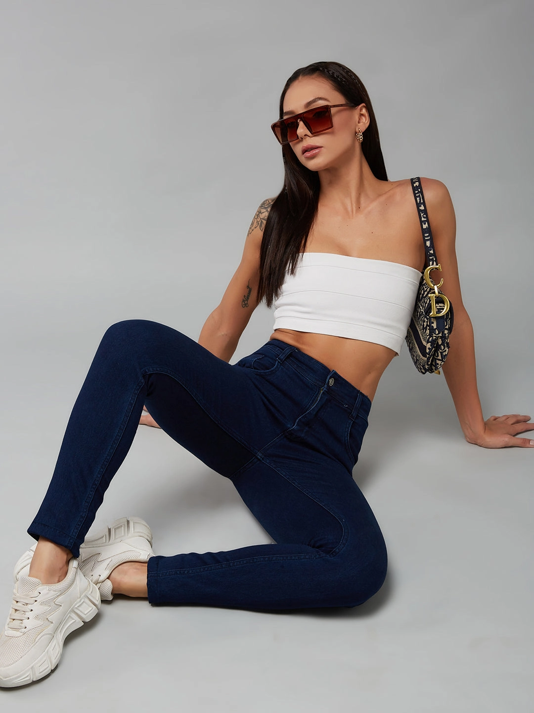 CHASEstretch? Navy-Blue Skinny-Fit Mid-Rise Denim Jeans Outfit Base