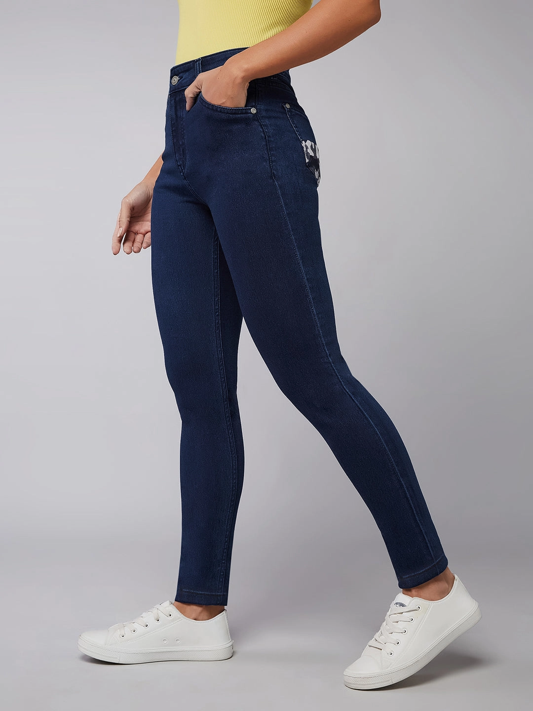 Neutral Daily Wear Adult Fashion Sharp Finish CHASEstretch? Navy-Blue Skinny-Fit Mid-Rise Denim Jeans