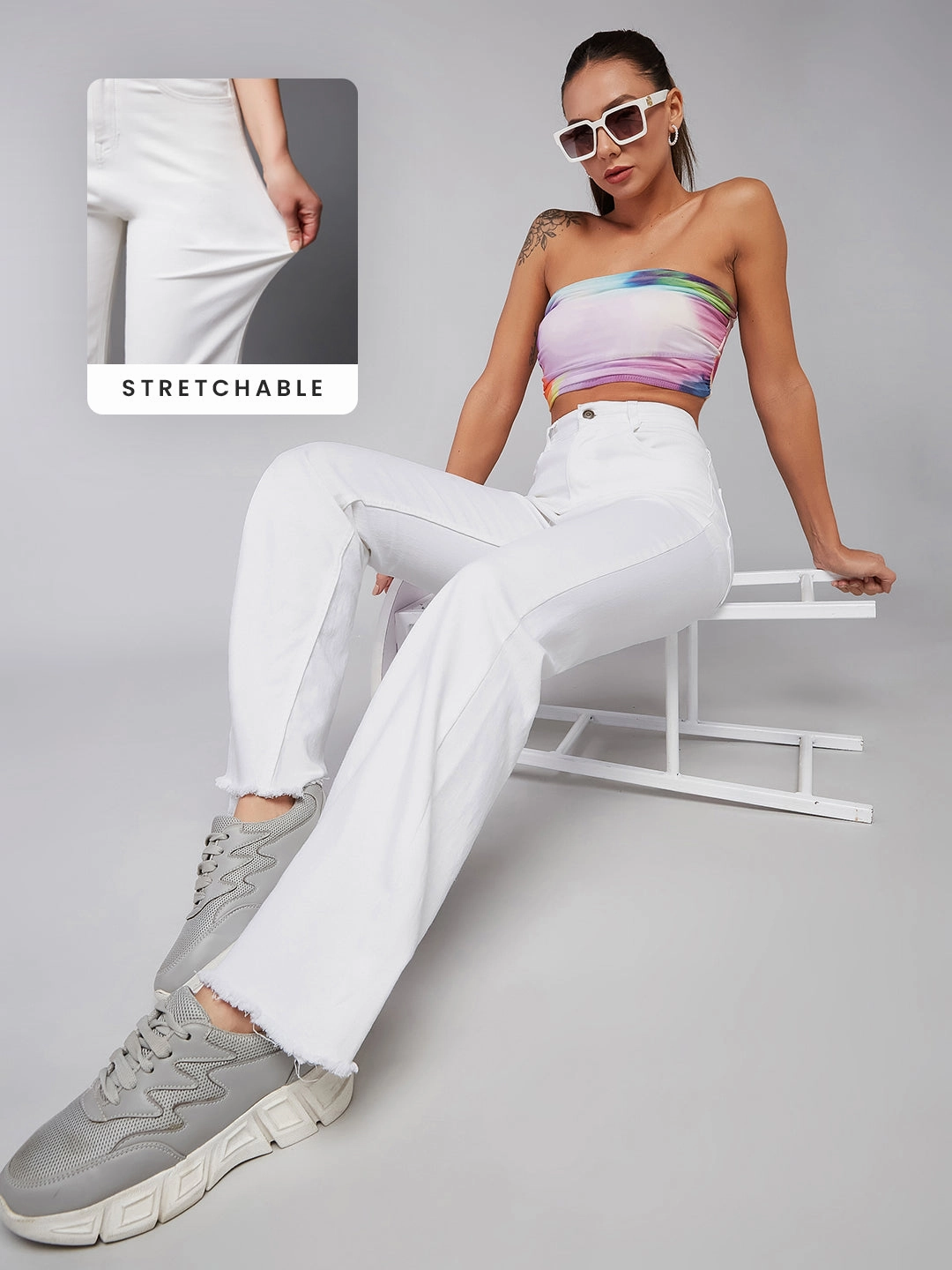 Active Days Trend Setter Vintage Lover CHASEstretch? White Bootcut High-Rise Denim Jeans