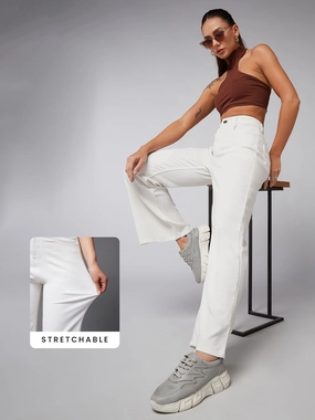 CHASEstretch? White Bootcut High-Rise Denim Jeans Stylish Adult Fashion Outdoor Enthusiast Sunny Vibes Teen Outfit