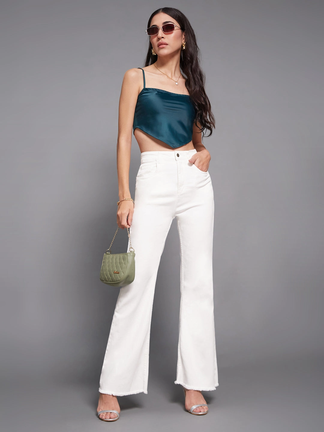 CHASEstretch? White Bootcut High-Rise Stretchable Denim Jeans No Fade Look Artist Vibe Everyday