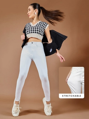 CHASEstretch? White Skinny High-Rise Bleached Denim Jeans Comfy Option Relaxed Style Outdoor Enthusiast Evening Stroll