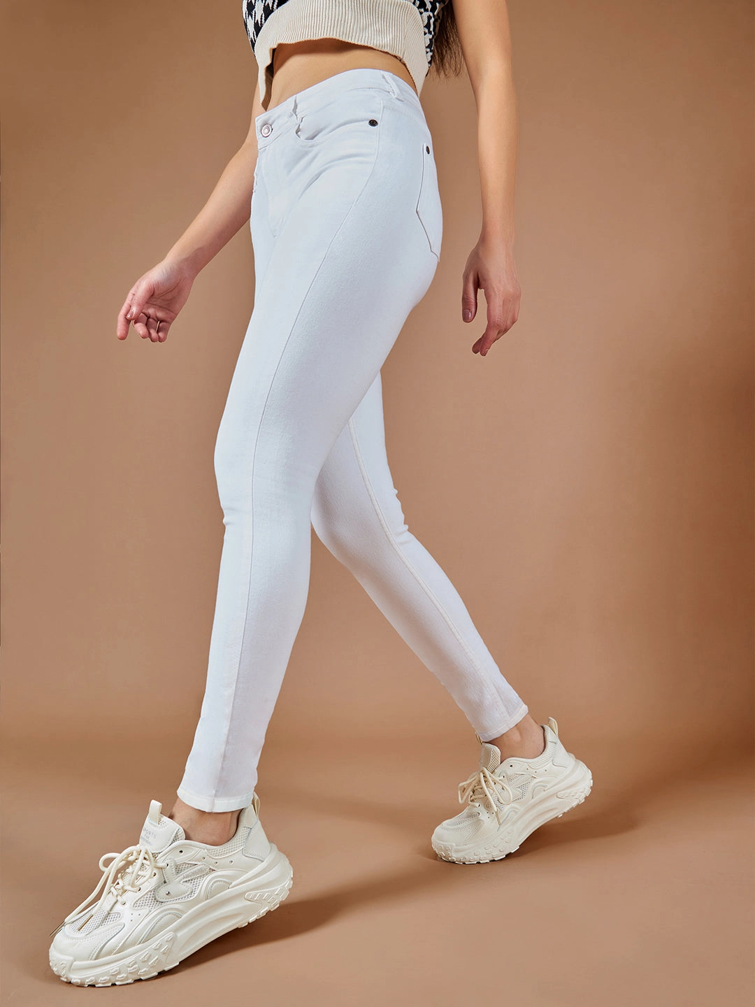 CHASEstretch? White Skinny High-Rise Bleached Denim Jeans Chill Vibes Reinforced Stitching