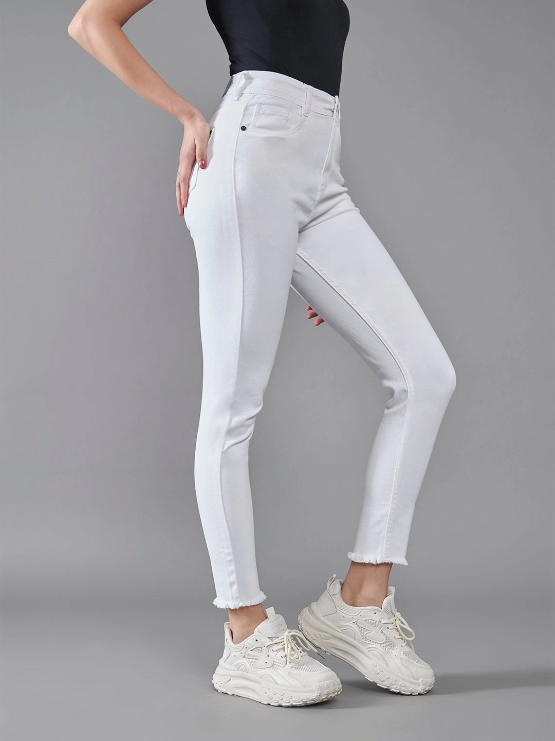 Formal Fashion Lover CHASEstretch? White Skinny High-Rise Cropped Denim Jeans