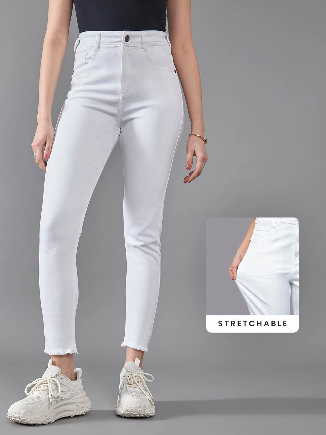 Fit For Daily Flexible Fit CHASEstretch? White Skinny High-Rise Cropped Denim Jeans