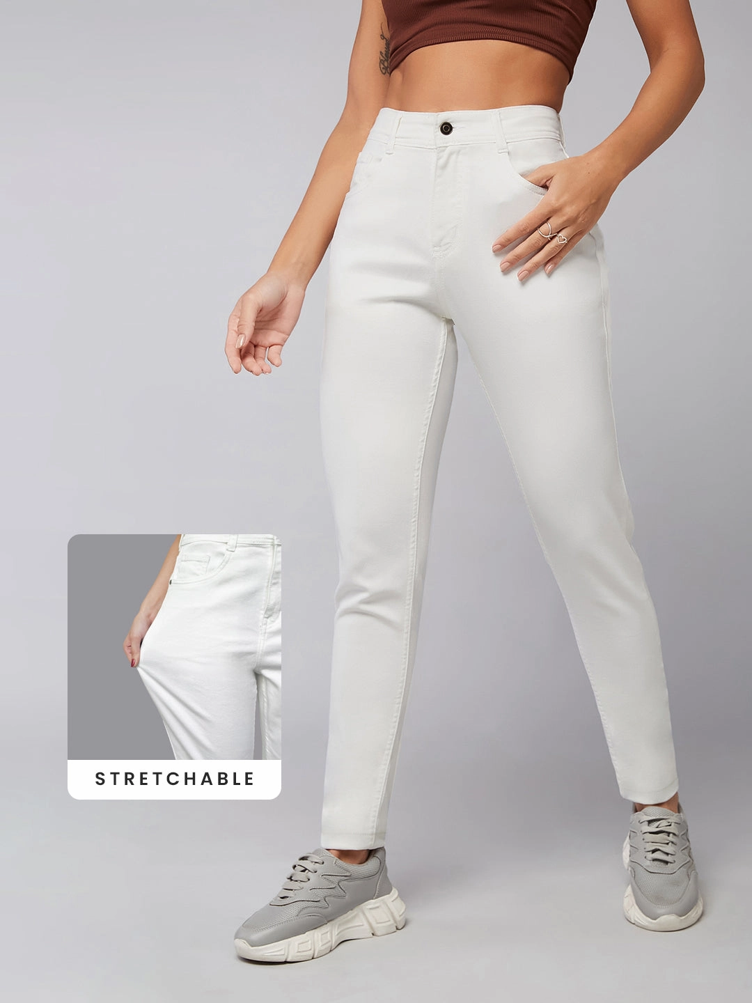 Popular Staple Non Fading Technology CHASEstretch? White Skinny Mid-Rise Denim Jeans