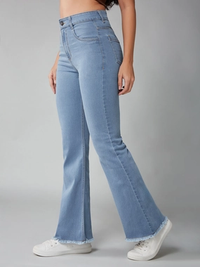 Body Friendly CHASEstretch? Women's Light Blue Bootcut High-Rise Clean-Look Regular Stretchable Denim Jeans