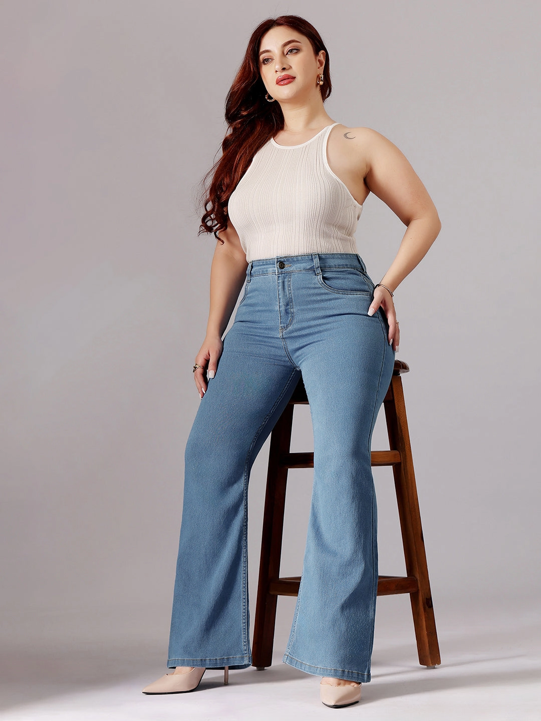 Chic Fit CHASEstretch? Women's Light Blue Bootcut High-Rise Clean-Look Stretchable Denim Jeans