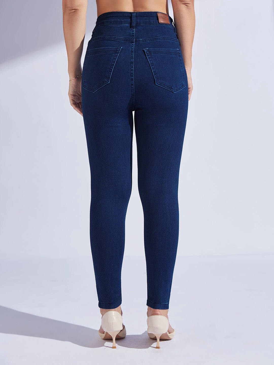 CHASEstretch? Women's Navy Blue Skinny High-Rise Regular Stretchable Denim Jeans Clean Silhouette