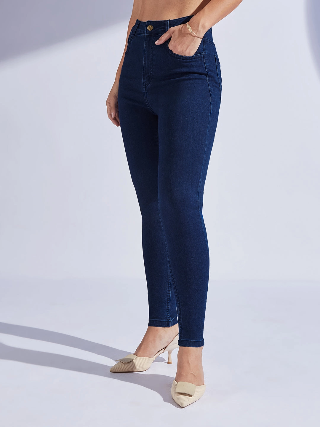 CHASEstretch? Women's Navy Blue Skinny High-Rise Regular Stretchable Denim Jeans Timeless Appeal Relaxed Style Outdoor Enthusiast Evening Stroll