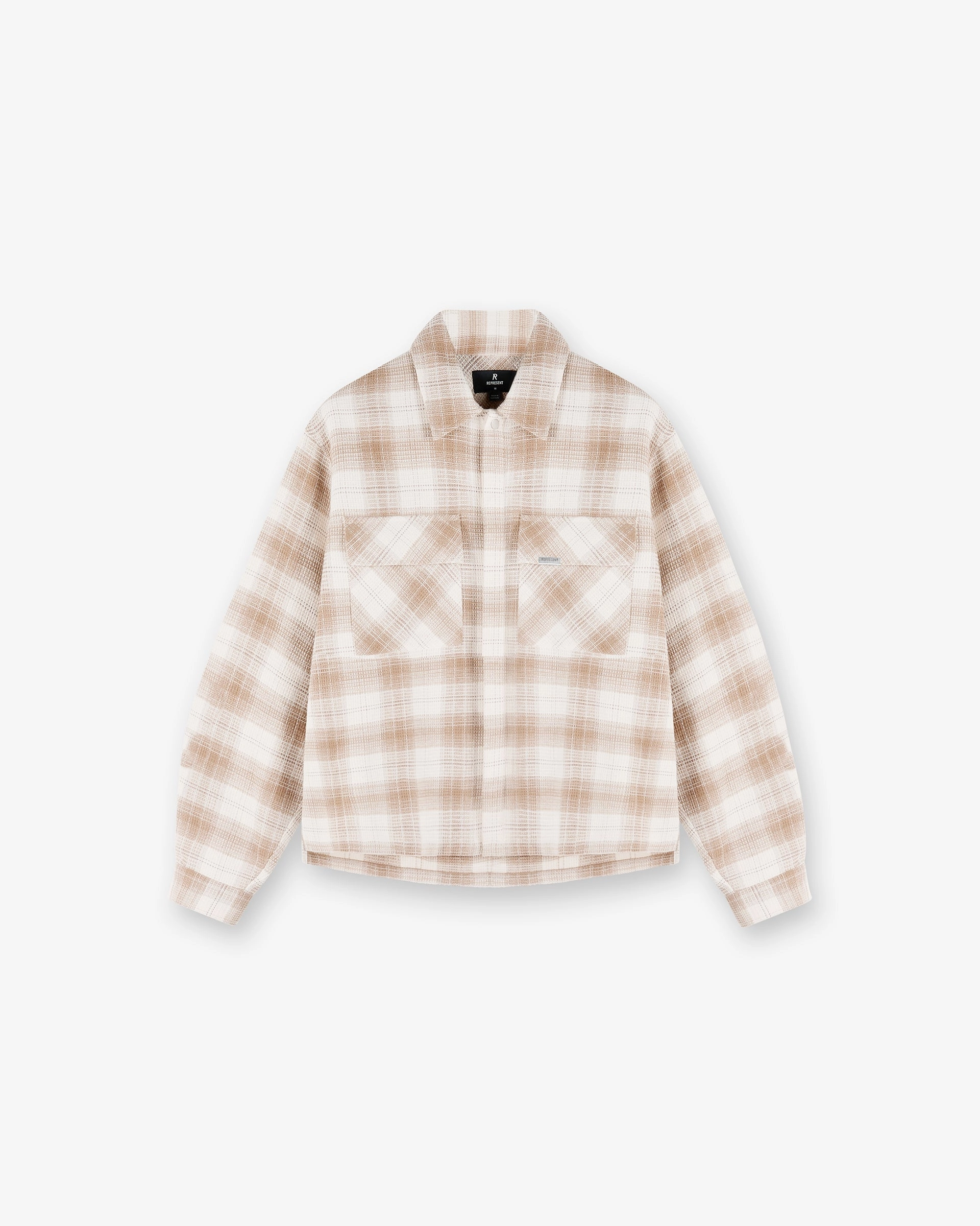 Waffle Flannel Shirt - Mid Brown Soft Texture