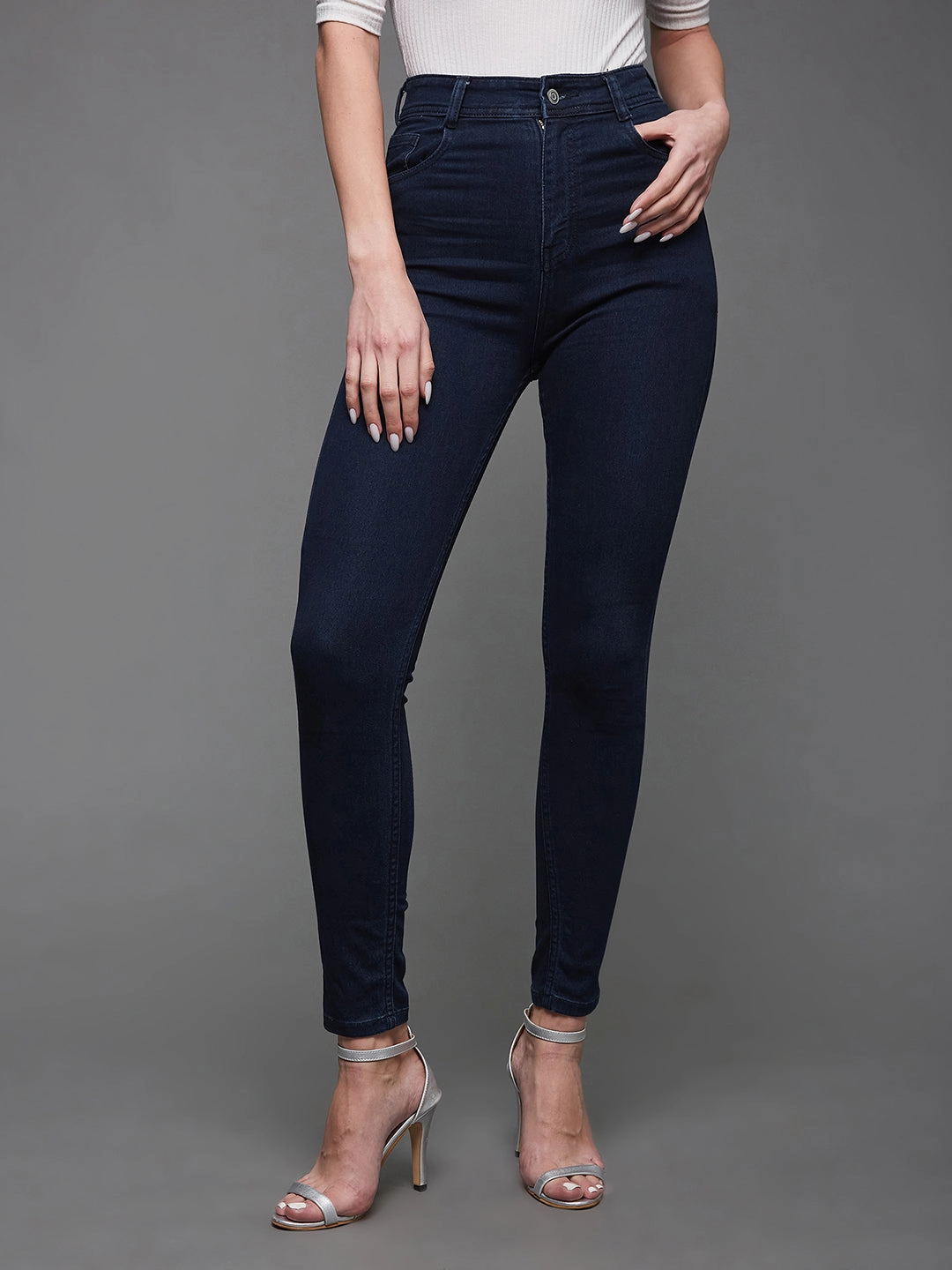 CHASEstretch? Navy-Blue Skinny-Fit High-Rise Denim Jeans Weekend Style Casual Parent Style Beach Day Sustainable