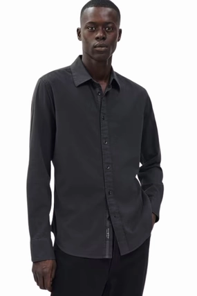 Tomlin Stretch Dobby Shirt in Charcoal Grey birthday celebration Abrasion resistant