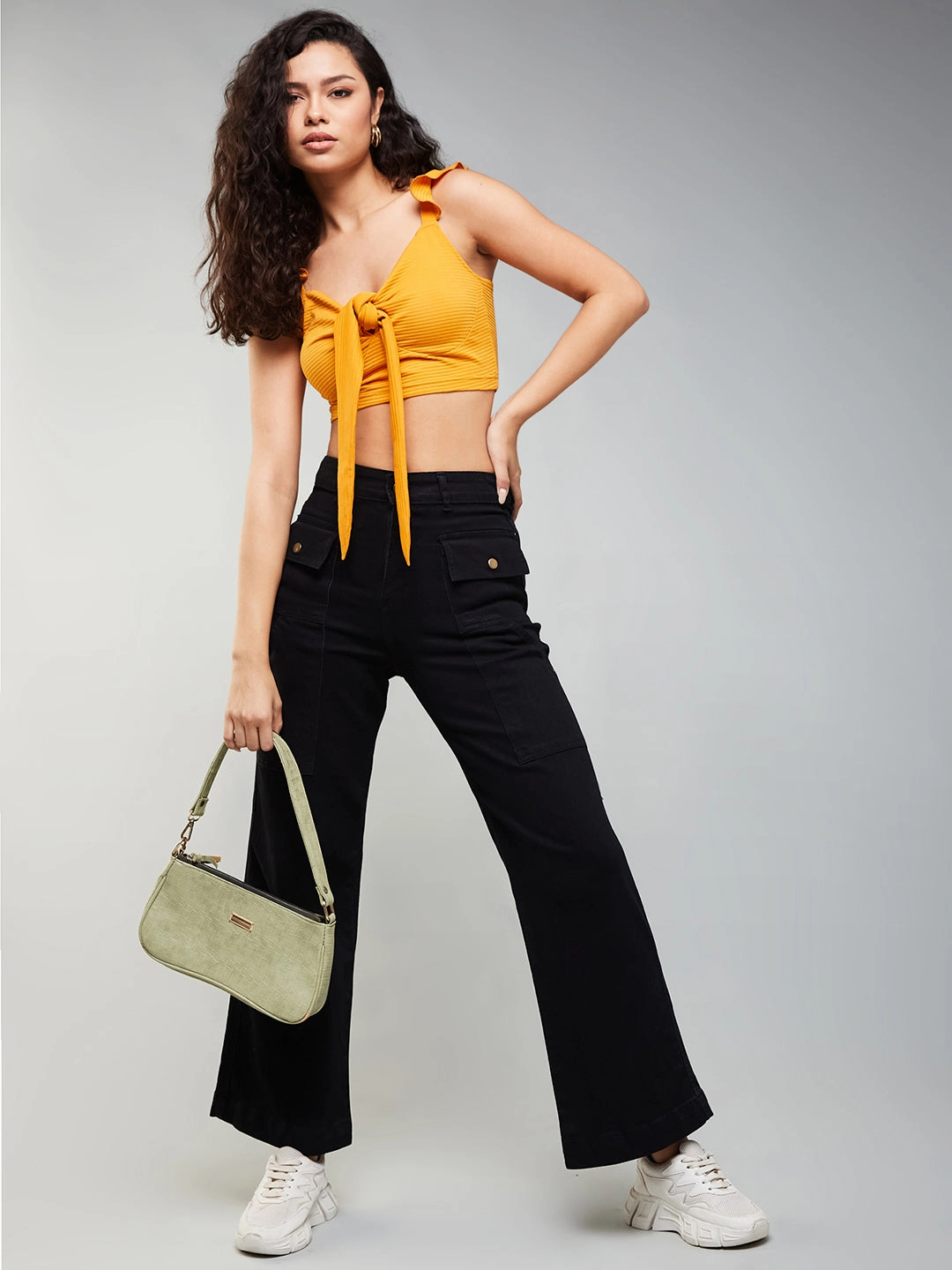 24/7 Comfort Black Flared High-Rise Stretchable Denim Jeans Smart Utility Classic Wear Party Look