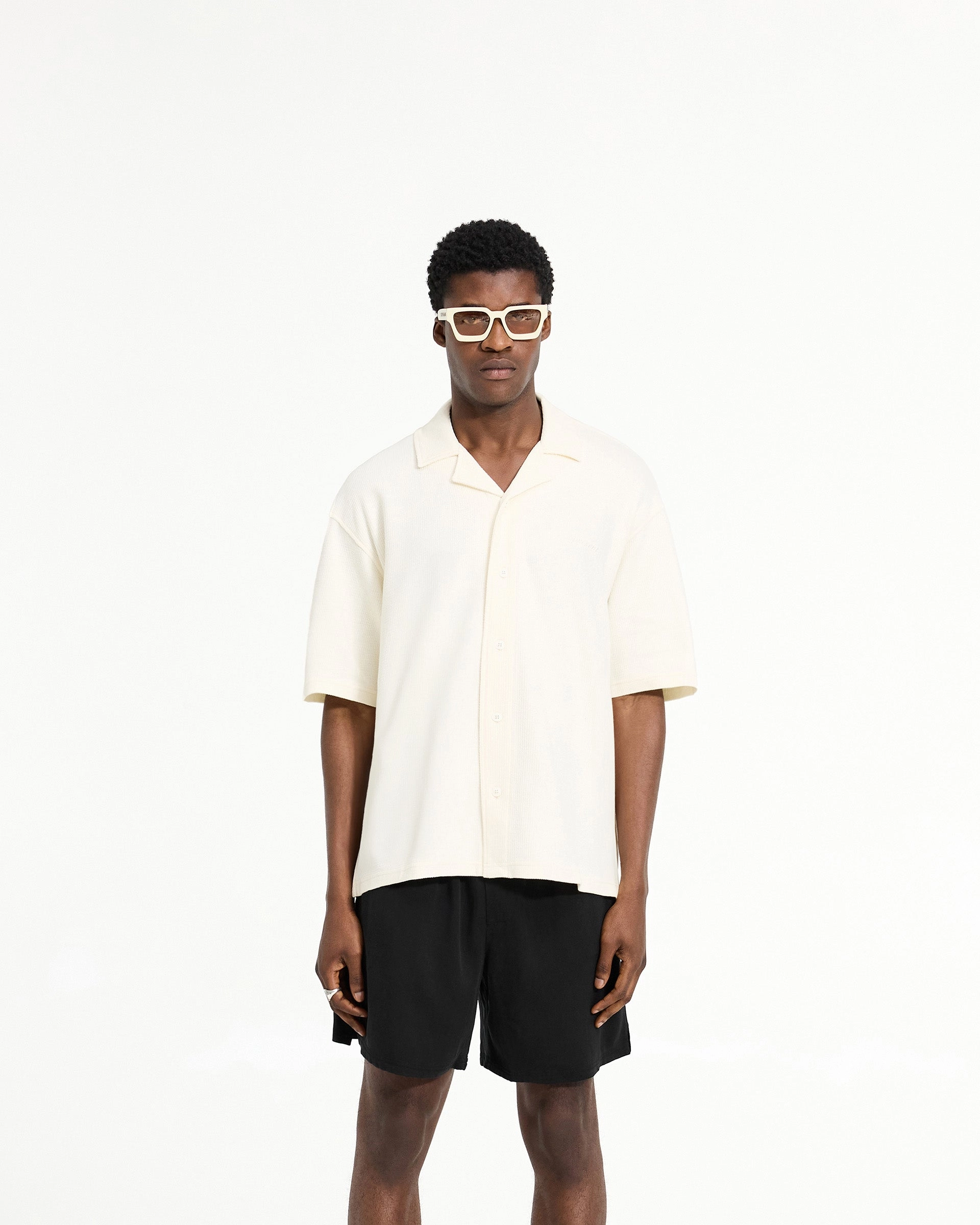 slim fit Mountain Retreat Waffle Shirt - Antique White