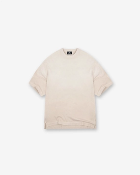 Stepped Hem T-Shirt - Oat Breathable Yarn Composition