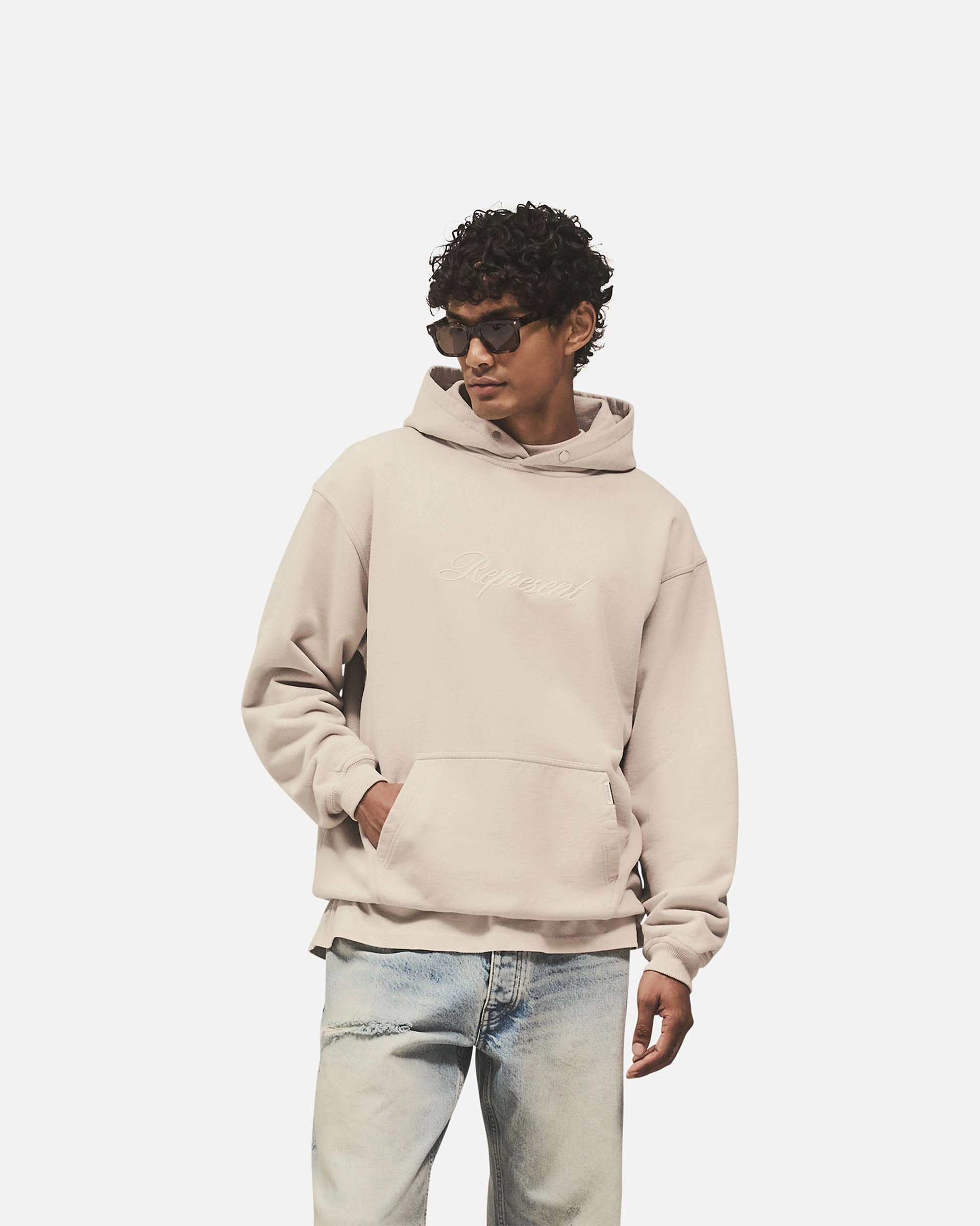 Script Logo Hoodie - Concrete Stretch waistband