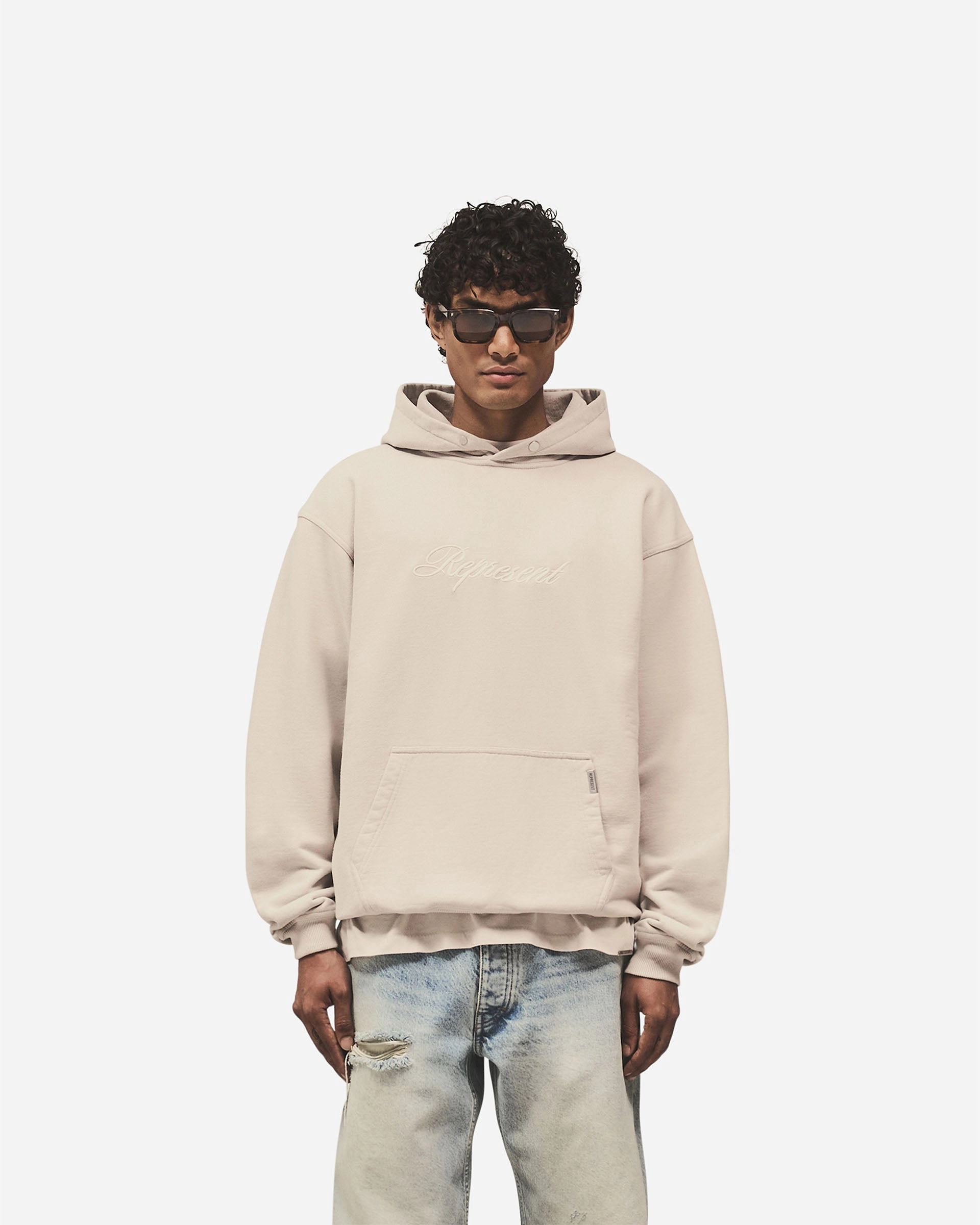 Script Logo Hoodie - Concrete Stretch Comfort Lifestyle Apparel