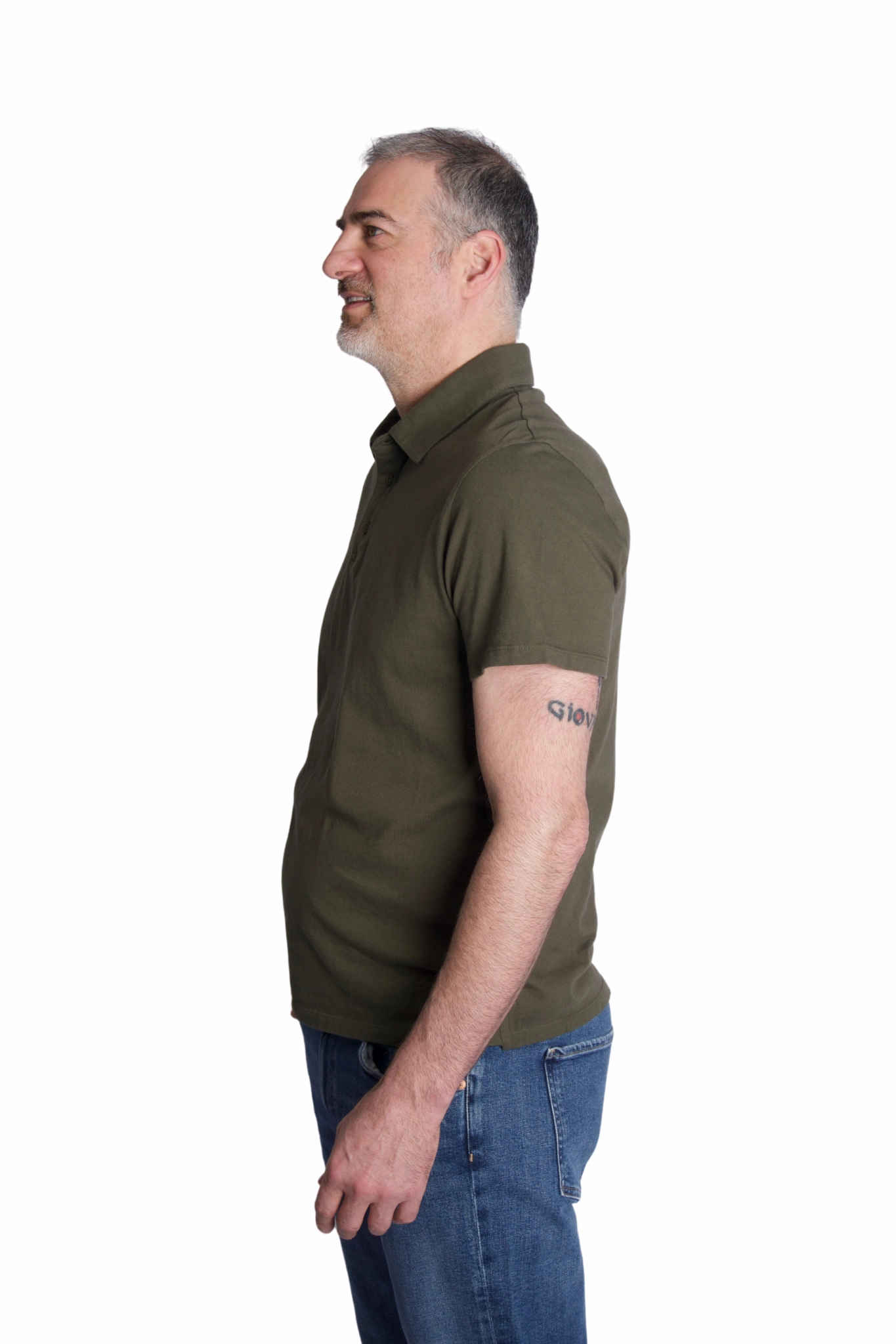 Garment Dye Polo in Washed Olive All Day Fit Relaxed Shirt