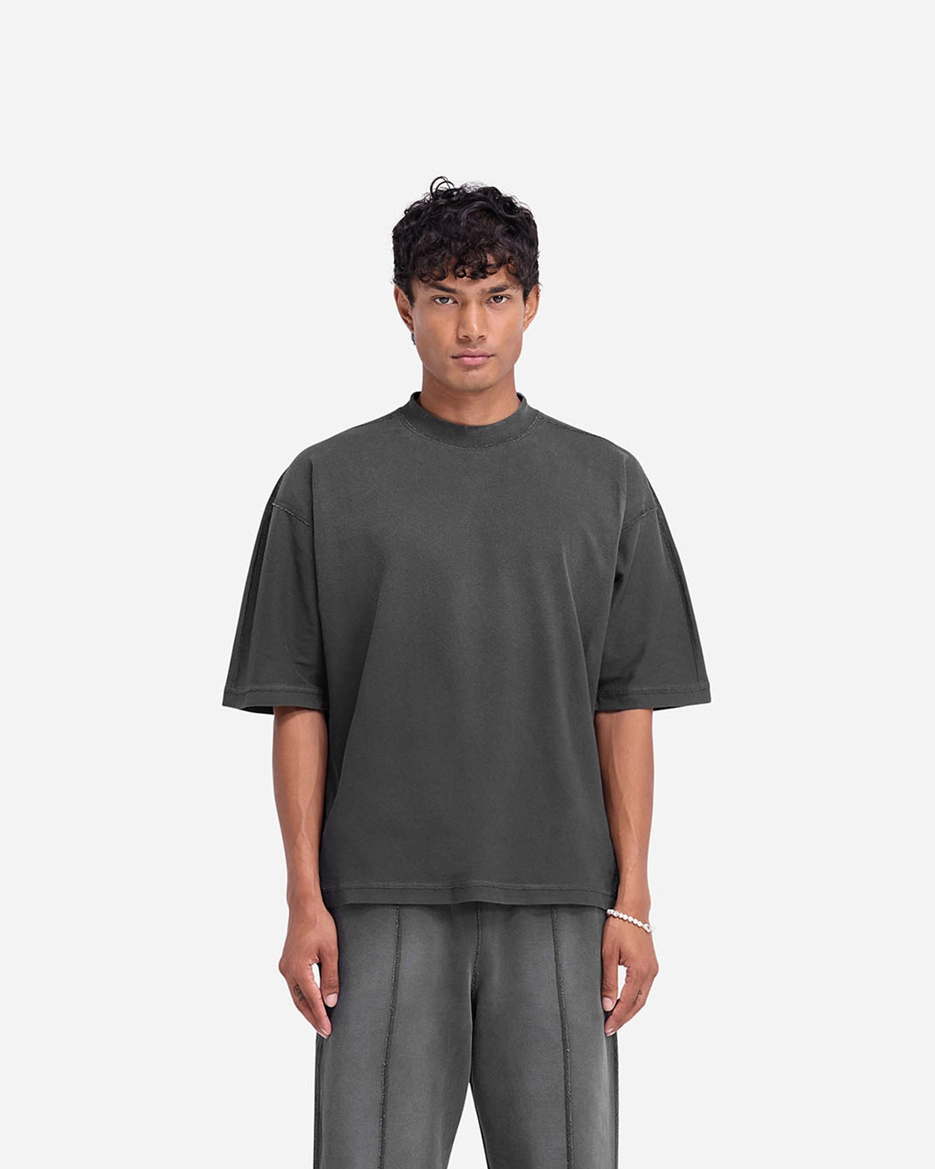 All Day Flex Comfort Stretch Stepped Hem T-Shirt - Stained Black
